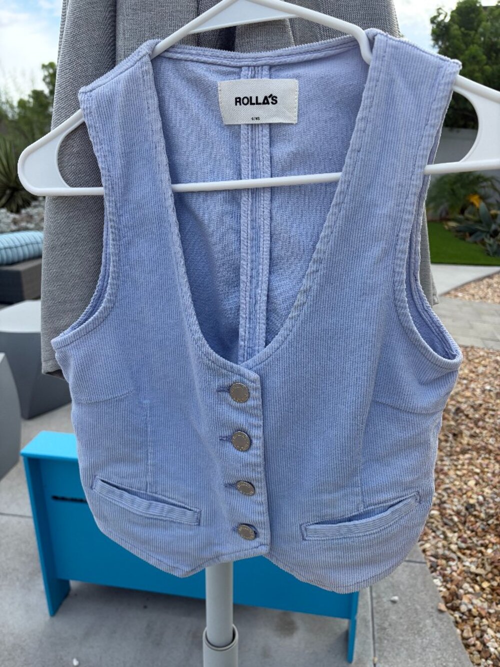 Roilla's baby blue corduroy vest, size 6-XS